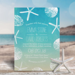 Invitación Marea de agua de la boda de la playa Starfish & Se