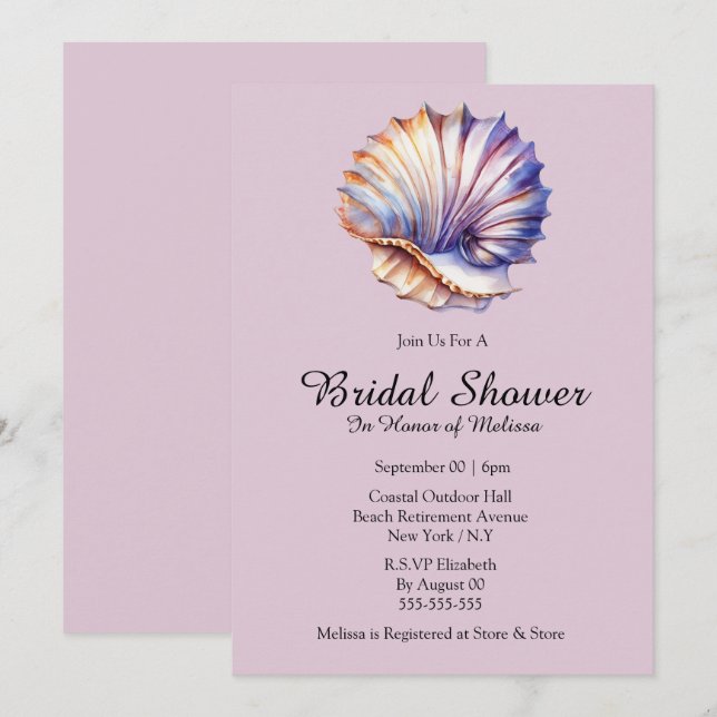 Invitación Marea náutica playa ducha de novia rosa blanco (Anverso / Reverso)