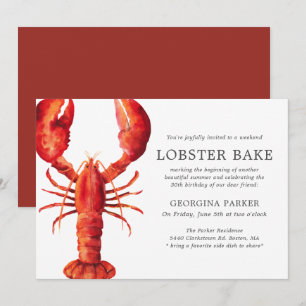 Invitación Marea roja   Cumpleaños de la Bake de Lobster