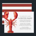 Invitación Marea roja | Cumpleaños de la Bake de Lobster | Ra<br><div class="desc">Una serie de invitaciones de bogavante para el cumpleaños de su próxima barbacoa o fiesta relacionada con el marisco. Estas invitaciones incluyen un sencillo texto negro sobre carbón vegetal, junto con un único ilustracion de bogavante rojo profundo centrado en el costado. En el reverso de la invitación hay un color...</div>