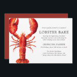 Invitación Marea roja| Cumpleaños de la pastelería de langost<br><div class="desc">Un conjunto de invitaciones para el cumpleaños de bogavante para su próxima barbacoa o fiesta relacionado con el marisco. Estas invitaciones incluyen un simple texto negro de carbón vegetal, junto con un ilustracion de langosta rojo profundo de color agua centrado en el lado. En el reverso de la invitación hay...</div>