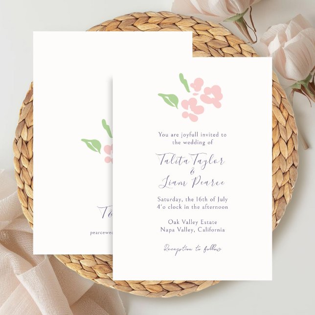 Invitación Marfil | Acuarela Floral Script Boda Blush  (Subido por el creador)