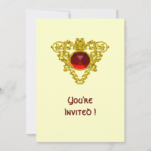 Invitación marfil blanco CELTIC HEART (Anverso)