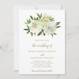 Invitación Marfil Blanco Floral Neutro Oro Todo En Un Boda