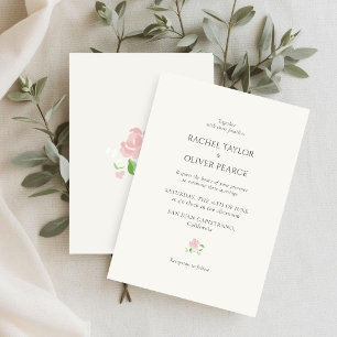 Invitación Marfil   Chic Floral Acuarela Boda 