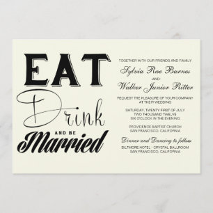 Invitación Marfil - coma la bebida y esté casado - boda