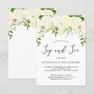 Invitación Marfil Cream Floral Green Sip and See Baby