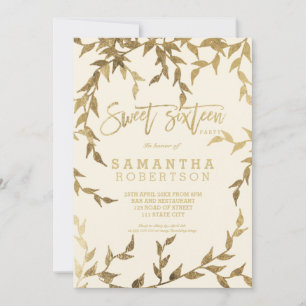 Invitación Marfil de oro amarillo ocaso moderno Sweet 16