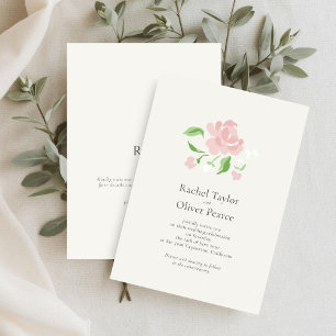 Invitación Marfil   Floral Acuarela Chic Boda 