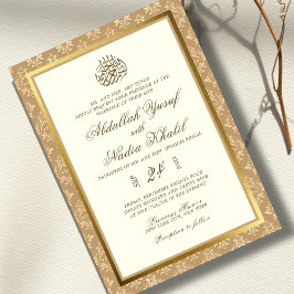 Invitación Marfil Gold Damask Elegance boda musulmán islámico