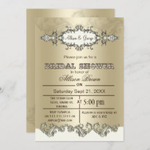 Marfil Gold Scroll Elegant bridal Ducha invita