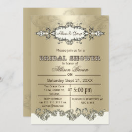 Invitación Marfil Gold Scroll Elegant bridal Ducha invita
