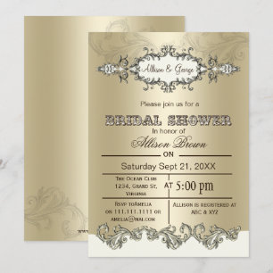Invitación Marfil Gold Scroll Elegant bridal Ducha invita