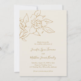 Invitación Marfil Line Arte Floral Elegante Boda
