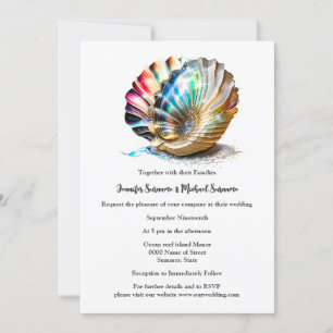 Invitación Marfil madre de la playa de perlas nautilus