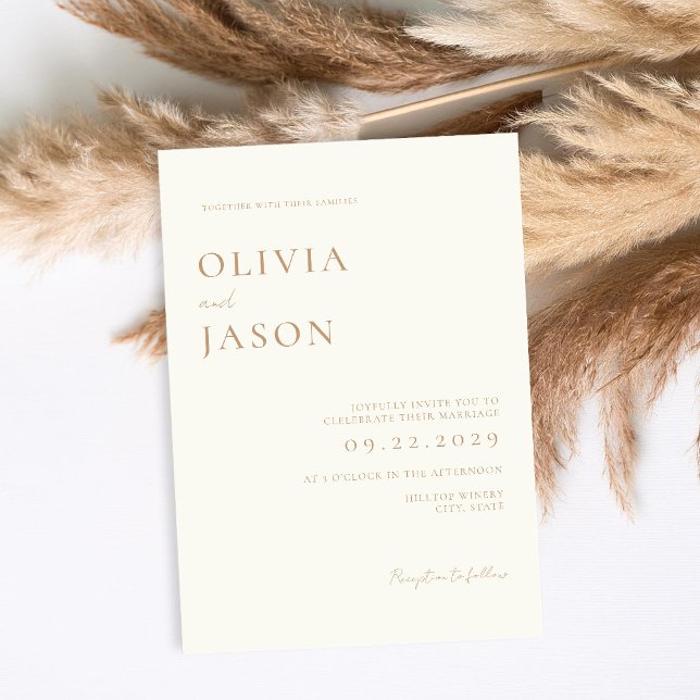 Invitación Marfil moderno y un Boda mínimo tan mínimo (Subido por el creador)