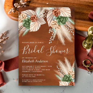 Invitación Marfil Palm Earthy Floral Pampas Rust Bridal