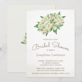 Invitación Marfil Peony Watercolor Floral Bridal Shower
