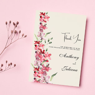 Invitación Marfil rosa burdeos menta verde floral Gracias