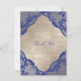 Invitación Marfil Velvet Royal Blue Naval Lace Gracias