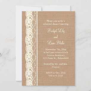 Invitación Marfil Vintage y Med. Cena de ensayo Burlap