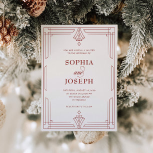 Invitación Marfil y Rojo   Boda elegante de vacaciones