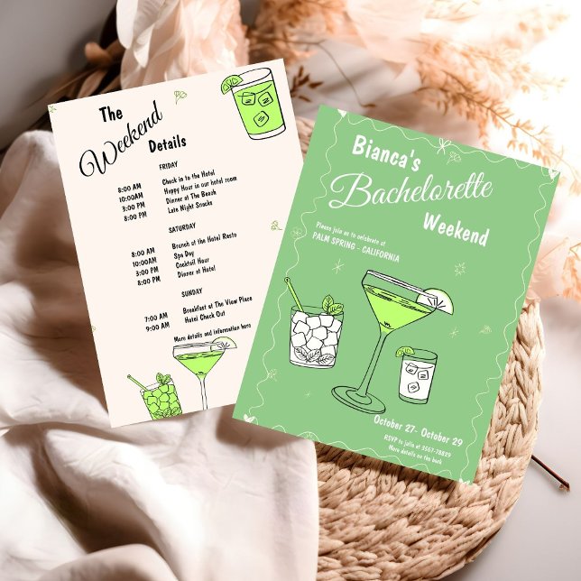 Invitación Marg & Matrimony Bachelorette Weekend Itinerario (Subido por el creador)