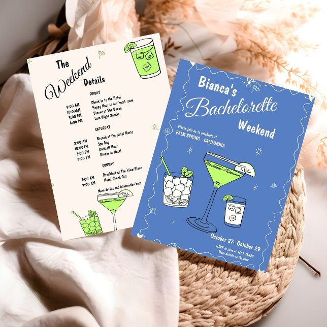 Invitación Marg & Matrimony Bachelorette Weekend Itinerario (Subido por el creador)