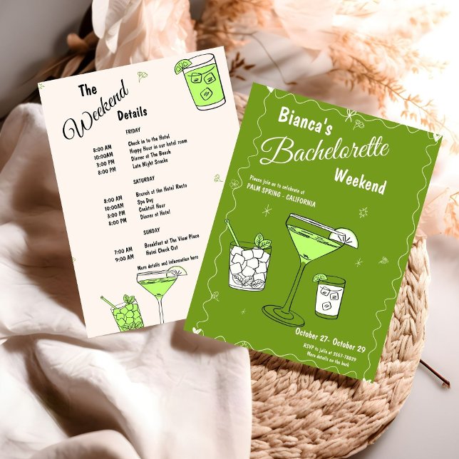 Invitación Marg & Matrimony Bachelorette Weekend Itinerario (Subido por el creador)