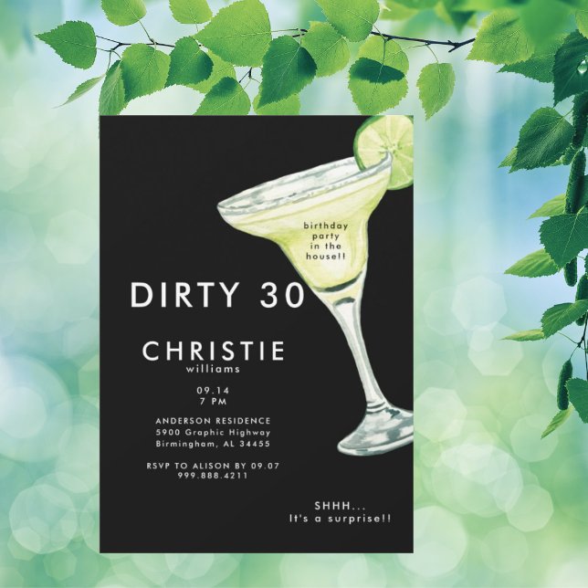 Invitación Margarita 30.ª fiesta sorpresa de cumpleaños negro (Subido por el creador)