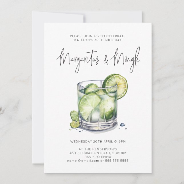 Invitación Margarita Any Age Birthday Cocktail Fiesta (Anverso)