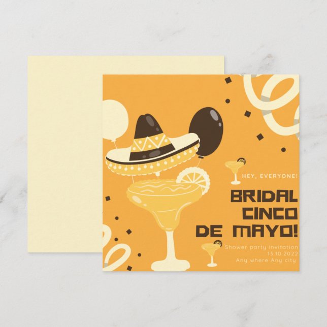 Invitación Margarita Cinco De Mayo Fiesta De Ducha Bridal (Anverso / Reverso)