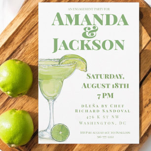 Invitación Margarita Cocktail Watercolor Engagement Party