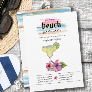Invitación Margarita de Hibisco para Cumpleaños al Atardecer