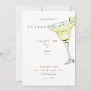 Invitación Margarita Estilo Texas Texto Dorado Boda