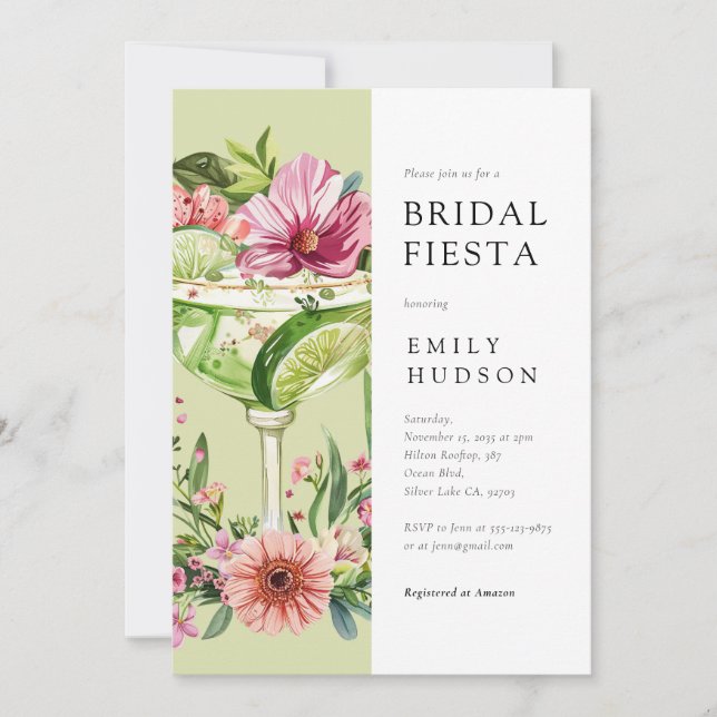 Invitación Margarita Fiesta Floral Bridal Shower (Anverso)