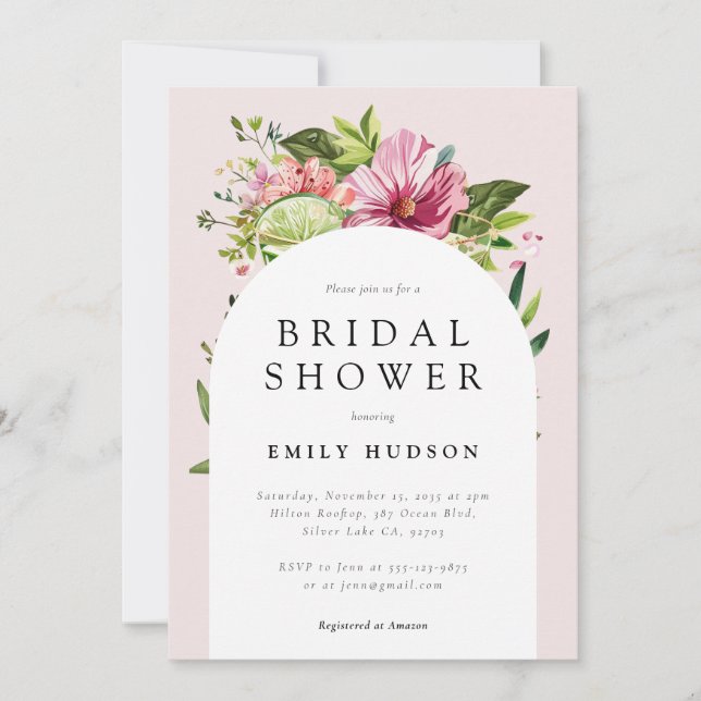 Invitación Margarita Fiesta Floral Bridal Shower (Anverso)