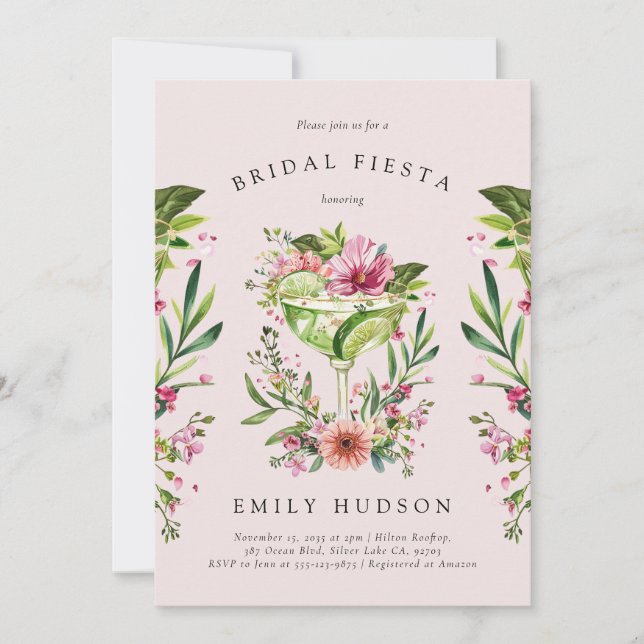 Invitación Margarita Fiesta Floral Bridal Shower (Anverso)