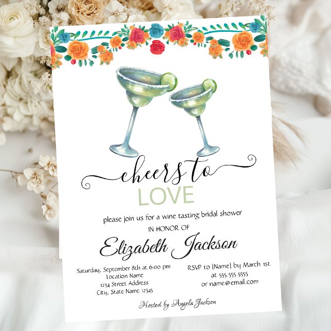 Invitación Margarita Flores Fiesta Mexicana Ducha Bridal (Subido por el creador)