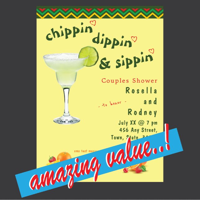 Invitación Margarita Mexicana Fiesta Parejas Ducha (Subido por el creador)