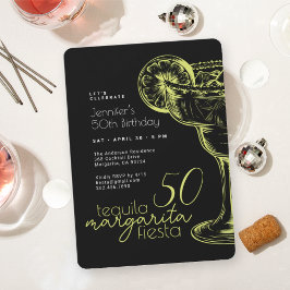Invitación Margarita negra moderna Fiesta Fiesta 50 cumpleaño