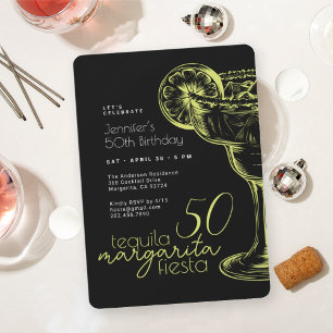 Invitación Margarita negra moderna Fiesta Fiesta 50 cumpleaño