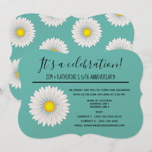 Invitación Margarita Pequeña Bonita Azul 50 Aniversario de Bo