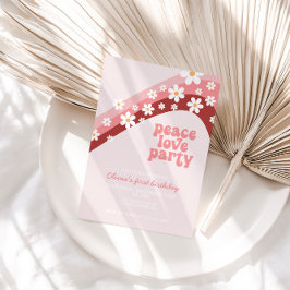 Invitación Margarita retro boho floral paz amor fiesta cumple
