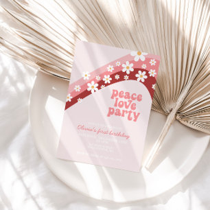 Invitación Margarita retro boho floral paz amor fiesta cumple