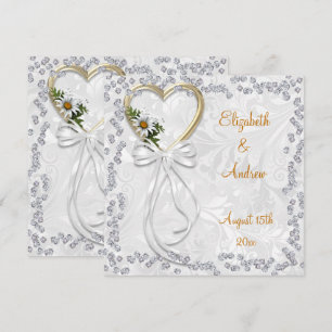 Invitación Margarita romántica, diamantes y boda blanca de la