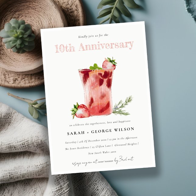 Invitación Margarita rosa fresa en cualquier aniversario del  (Subido por el creador)