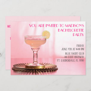 Invitación Margarita rosa Novia/Bachelorette Party