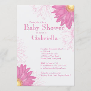 Invitación Margarita rosada y blanca moderna Baby Shower del