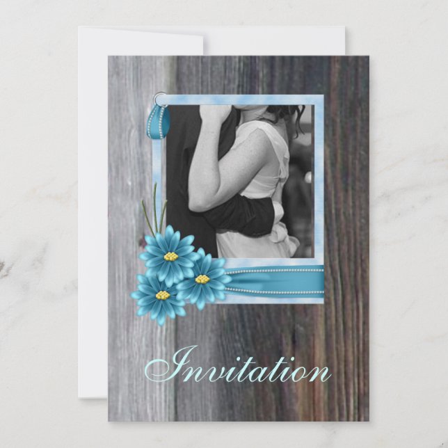 Invitación margarita rústica boda campestre occidental (Anverso)